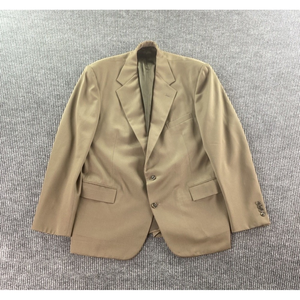 Polo Ralph Lauren Suit Jacket 46 R Taupe Wool Solid Luxury Blue Label Premium